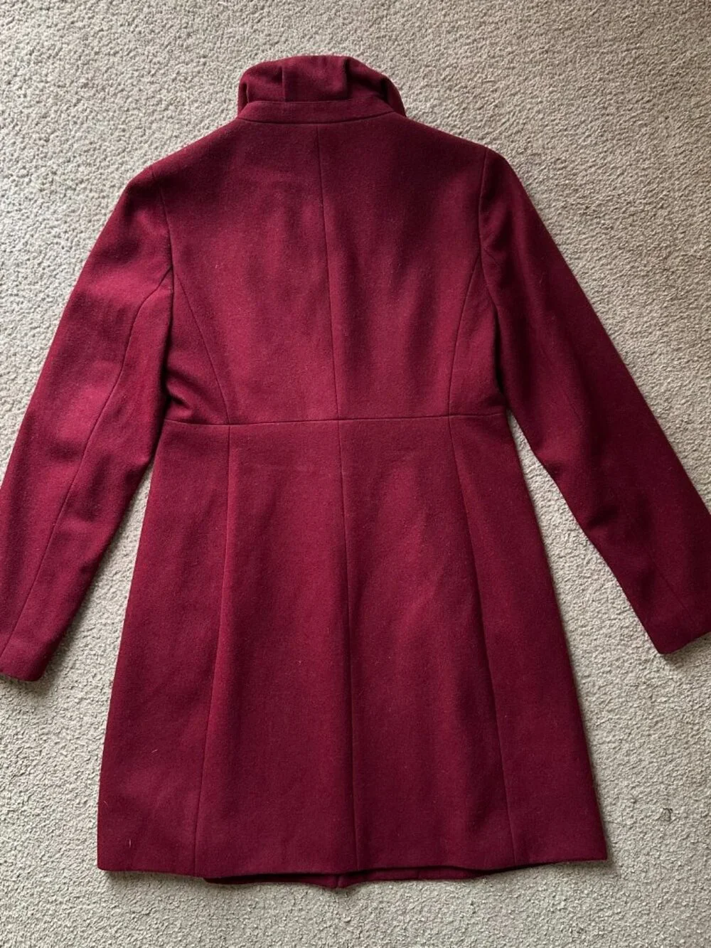 J Crew Coat Womens 6 Long Wool Blend Collared Button Close Red Pockets - Picture 2 of 14